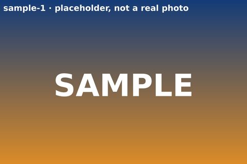 Blue-to-orange gradient placeholder labeled SAMPLE